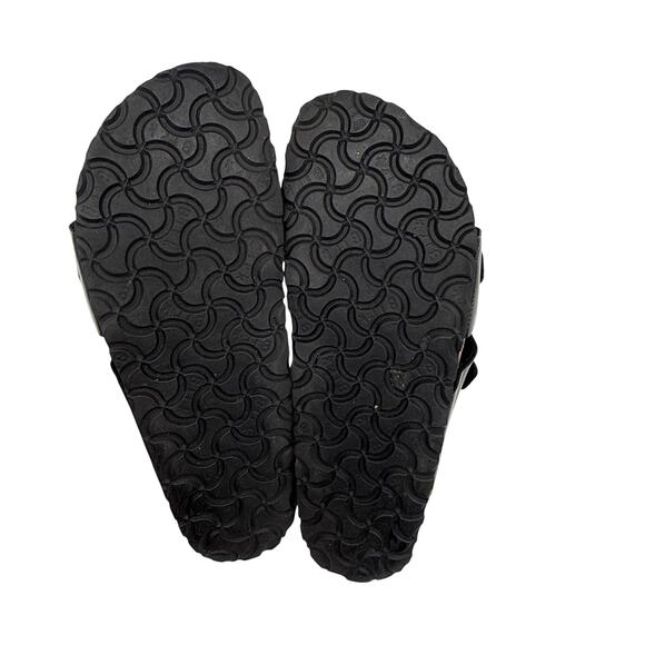 Birkenstock Ibiza Two Strap Black Patent Birk Flor Sandals Sz 39 EU / 8 US Women - Picture 9 of 9
